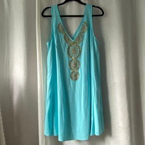Lilly Pulitzer Dress - Teal with Gold Beading